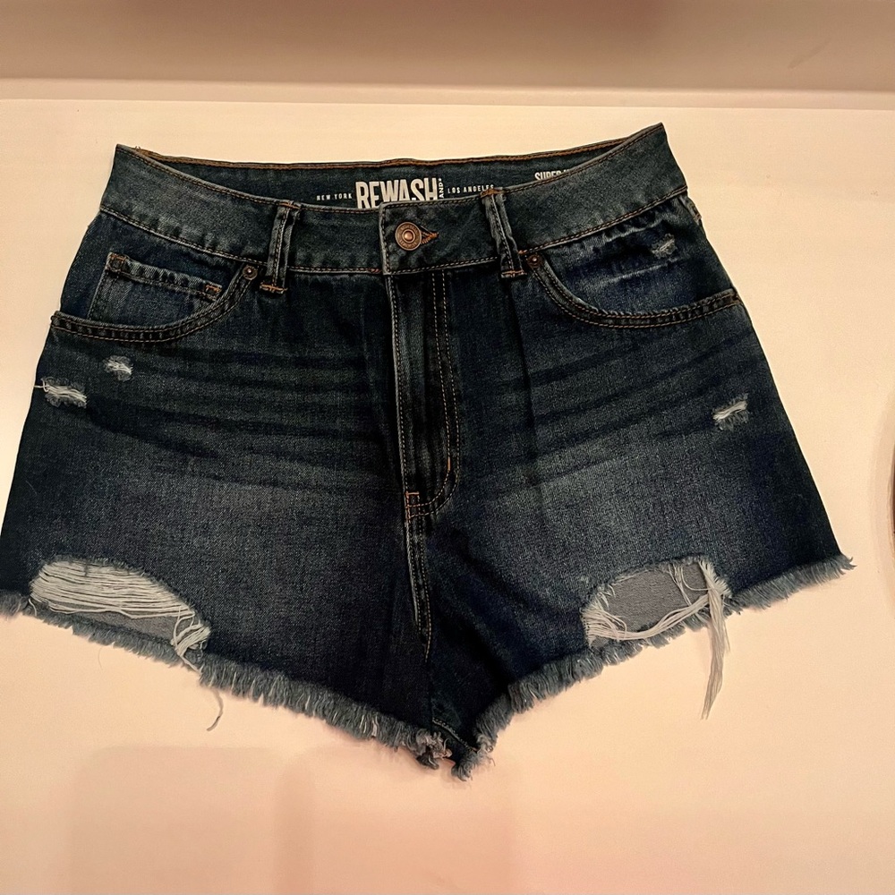Shorts Rewash Blue Jean Shorts Distressed High-Waisted